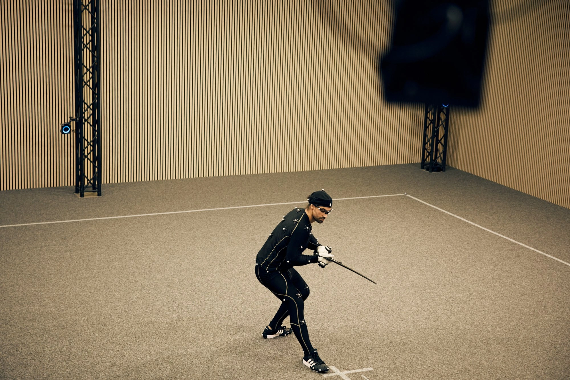 Motion capture performer action pose